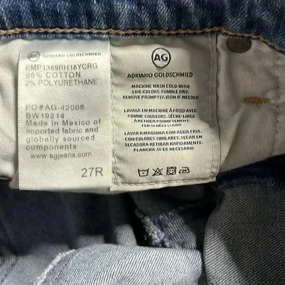 AG Adriano Goldschmied Jeans 27 Blue Denim Raw Hem Skinny Legs - Picture 7 of 7
